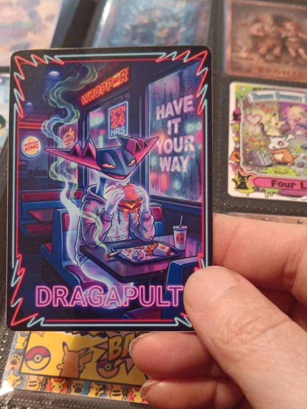 Dragapult Neon Retro Art Card featuring BK Burger Scene